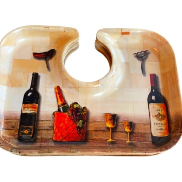 Vintage Wine and Cheese Snack Tray Set. 4 plastic trays. - Picture 1 of 3